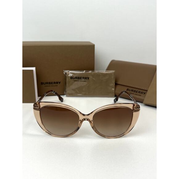NEW Burberry BE4407 Cat Eye Checked Sunglasses in Beige - Picture 3 of 5